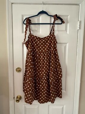 ASOS Brown Polka Dot Midi Dress